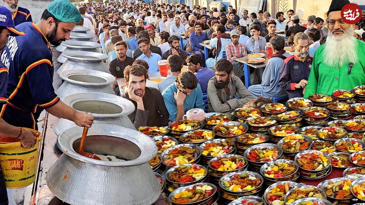 (ویدئو) غذای خیابانی در پاکستان؛ پخت 2 هزار کیلو چلو بریانی گوشت