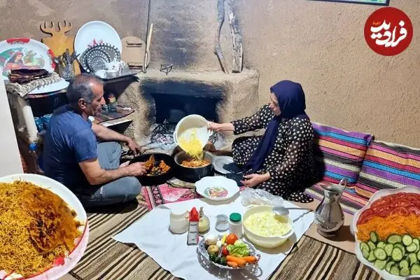 ببینید| غذای روستایی در ایران؛ مراحل دیدنی پخت ماکارونی و تهیه سالاد