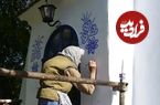 عکس؛ هنر خیابانی؛ آثار چشم‌نواز «پیرزن ۹۰ ساله» بر روی دیوارهای روستا
