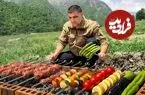 ببینید| غذای روستایی در آذربایجان؛ کباب کردن گوشت بره با بادمجان و گوجه فرنگی در طبیعت