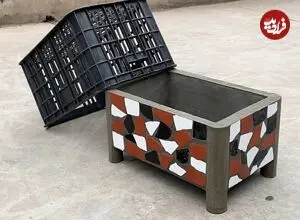 ببینید| یک ترفند ساده برای ساخت گلدان با سیمان، جعبه میوه و کاشی شکسته