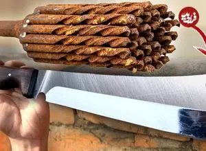 ببینید| روند ساخت یک ساطور قصابی با استفاده از مته قدیمی دریل