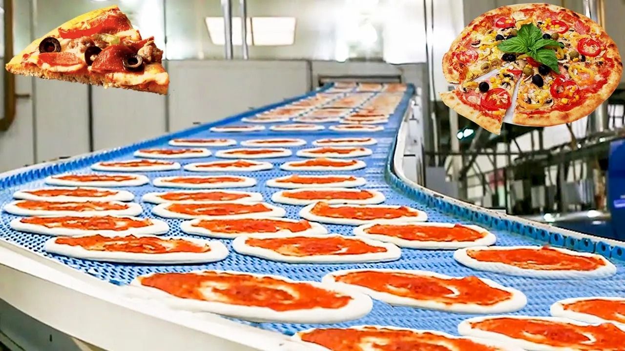 (ویدئو) خط تولید اتوماتیک و دیدنی «پیتزا» در یک کارخانه مدرن