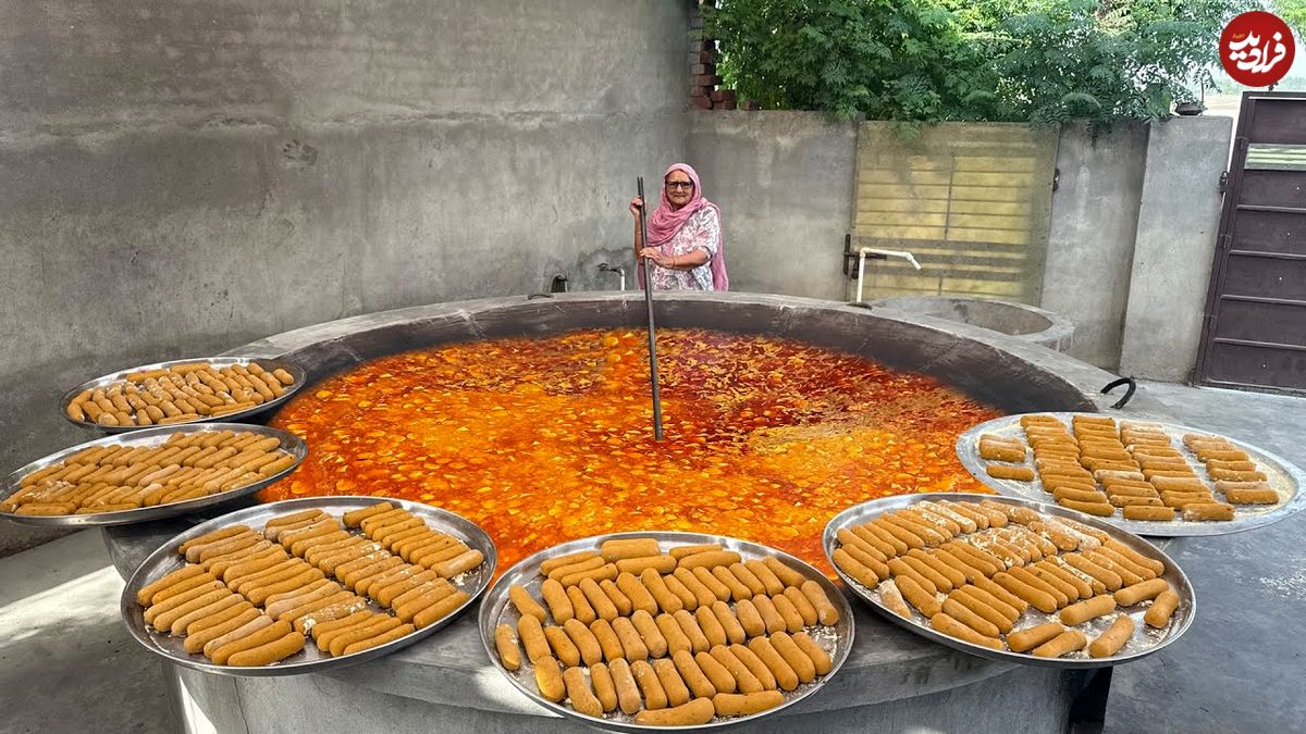 ببینید؛ غذای روستایی در هند؛ پخت کاری گاتای راجستانی و خورشت گاته با آرد نخود