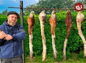 ببینید| غذای روستایی در آذربایجان؛ پخت یک غذای خاص با دُم گاو
