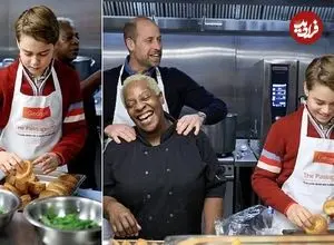 ببینید؛ غذا درست کردن پسر شاهزاده ویلیام در پناهگاه بی‌خانمان‌ها به مناسبت کریسمس