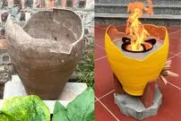 ببینید؛ با این روش ساده یک اجاق هیزمی خلاقانه با کوزه سفالی شکسته بسازید