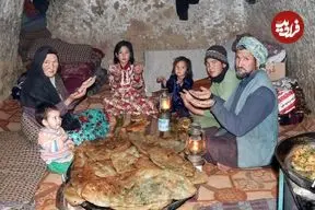 ببینید| غذای روستایی در افغانستان؛ پخت بولانی سنتی در غار توسط زوج افغان