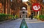 عکس| سفر به ایران قدیم؛ مردان قاجاری با اسب در «باغ فین کاشان»؛ 115 سال قبل