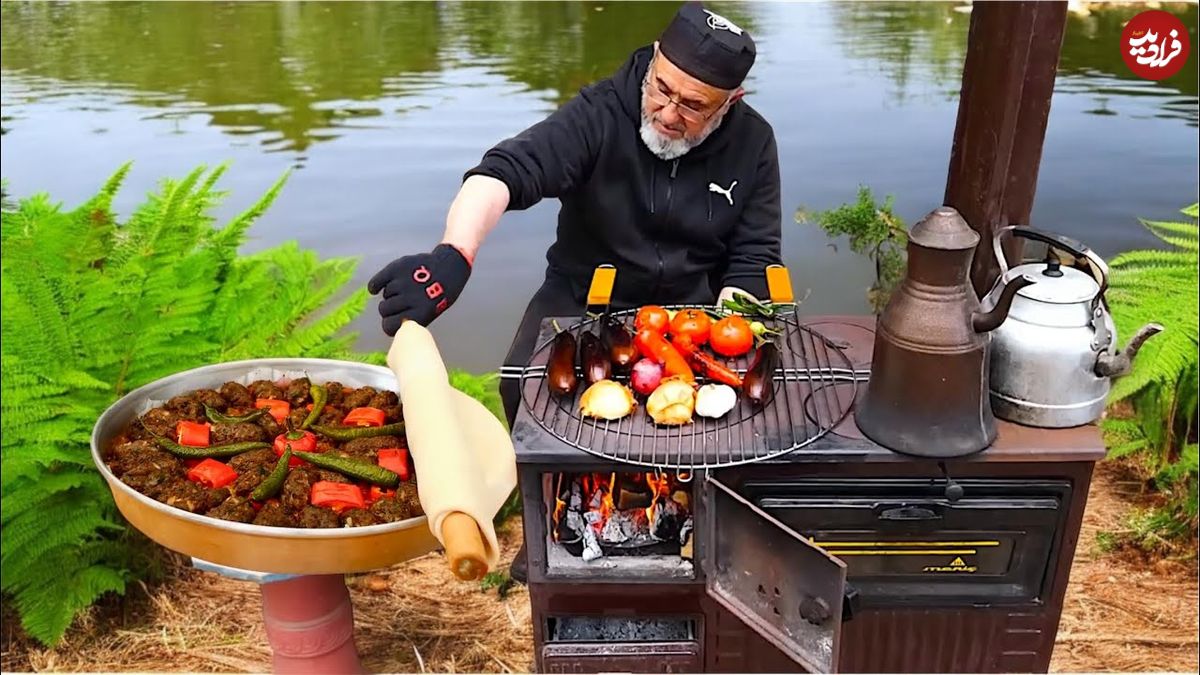 ببینید؛ غذای روستایی در ترکیه؛ پخت کباب تابه ای و لاهماجون توسط آشپز معروف ترک
