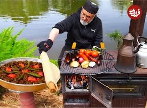 ببینید؛ غذای روستایی در ترکیه؛ پخت کباب تابه ای و لاهماجون توسط آشپز معروف ترک 