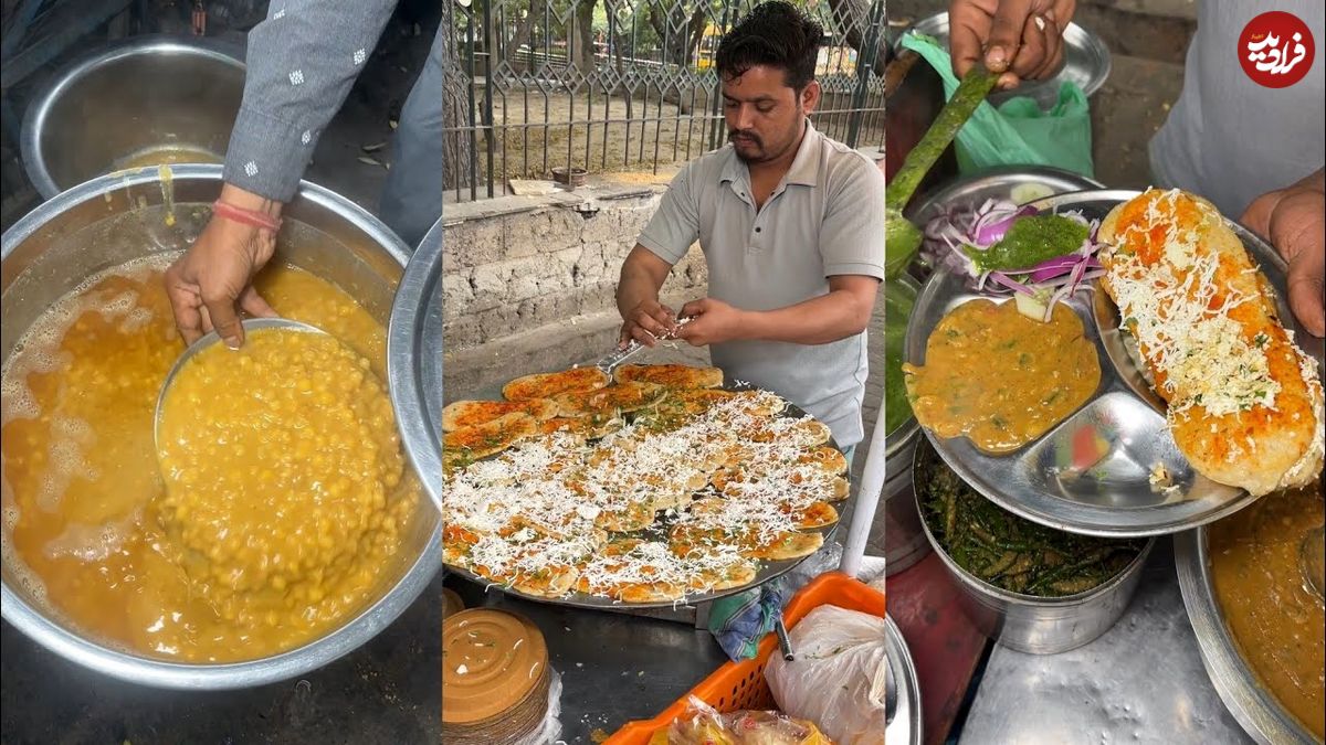 ببینید؛ غذای خیابانی در هند؛ پخت غذای سنتی چوله کولچه در قاضی آباد