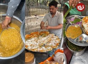 ببینید؛ غذای خیابانی در هند؛ پخت غذای سنتی چوله کولچه در قاضی آباد