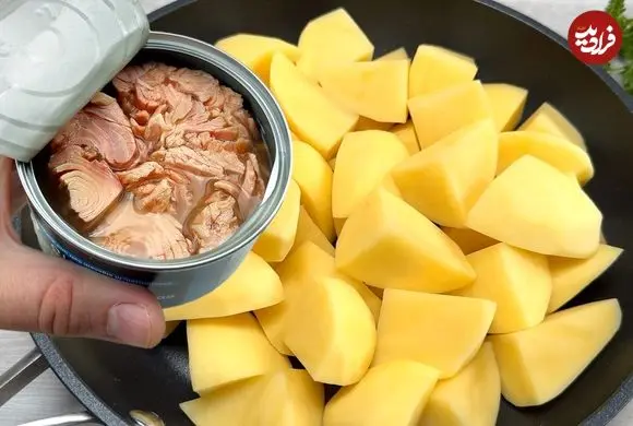 ببینید| طرز تهیه یک کوکو جدید و ساده با سیب زمینی و تن ماهی