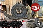 ببینید؛ مراحل بازیافت لاستیک کهنه و تولید بوش پلاستیکی خودرو در پاکستان