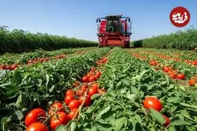ببینید| چگونه آمریکایی ها هزاران تن گوجه فرنگی را برداشت و فرآوری می کنند؟
