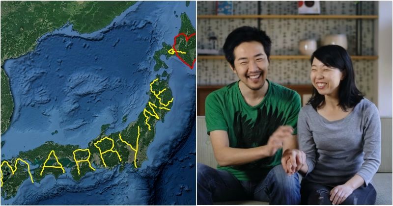 (ویدیو) سفر ۷,۰۰۰ کیلومتری مرد ژاپنی برای نوشتن عبارت «با من ازدواج کن» در گوگل ارث