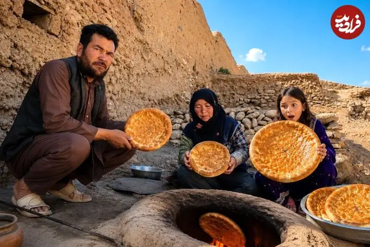 ببینید| غذای روستایی در افغانستان؛ پخت خوراک کدو سبز و تهیه نان سنتی در تنور