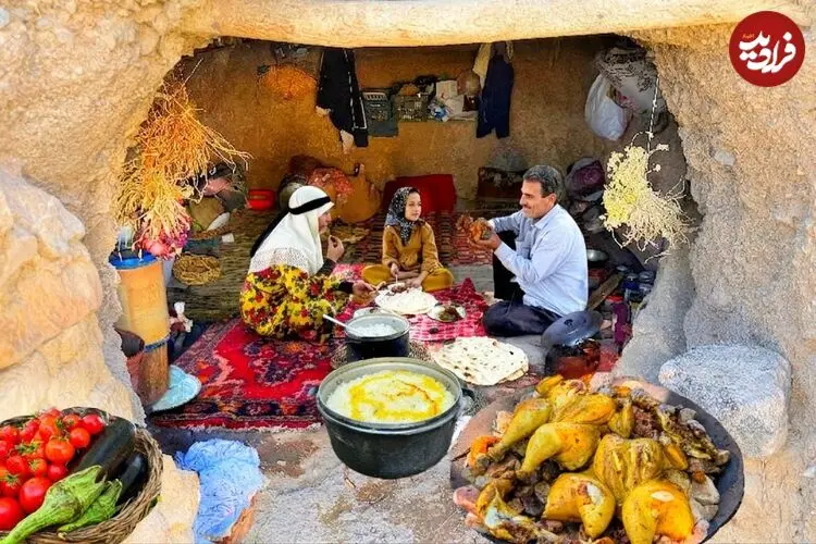 ببینید| غذای روستایی در ایران؛ تهیه مرغ کبابی و خوراک بادمجان در طبیعت