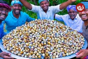 ببینید؛ غذای روستایی در هند؛ تهیه یک غذای خاص با 5 هزار تخم بلدرچین آب پز شده