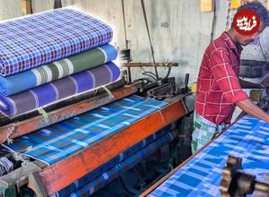 ببینید؛ مراحل دیدنی تولید انبوه پارچه لُنگی (Lungi) در پاکستان