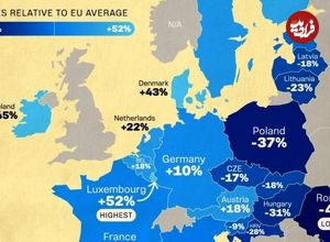 (نقشه) مقایسه هزینه‌های زندگی در کشورهای عضو اتحادیه اروپا