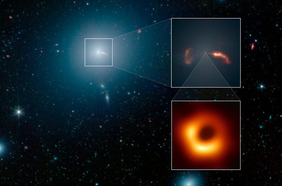 تصویر روز ناسا: کهکشان، جت و سیاه‌چاله M87 در سه قاب