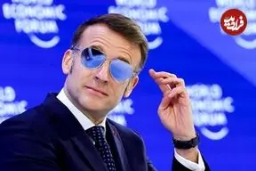 عکس| سخنرانی رئیس جمهوری فرانسه با عینک دودی 