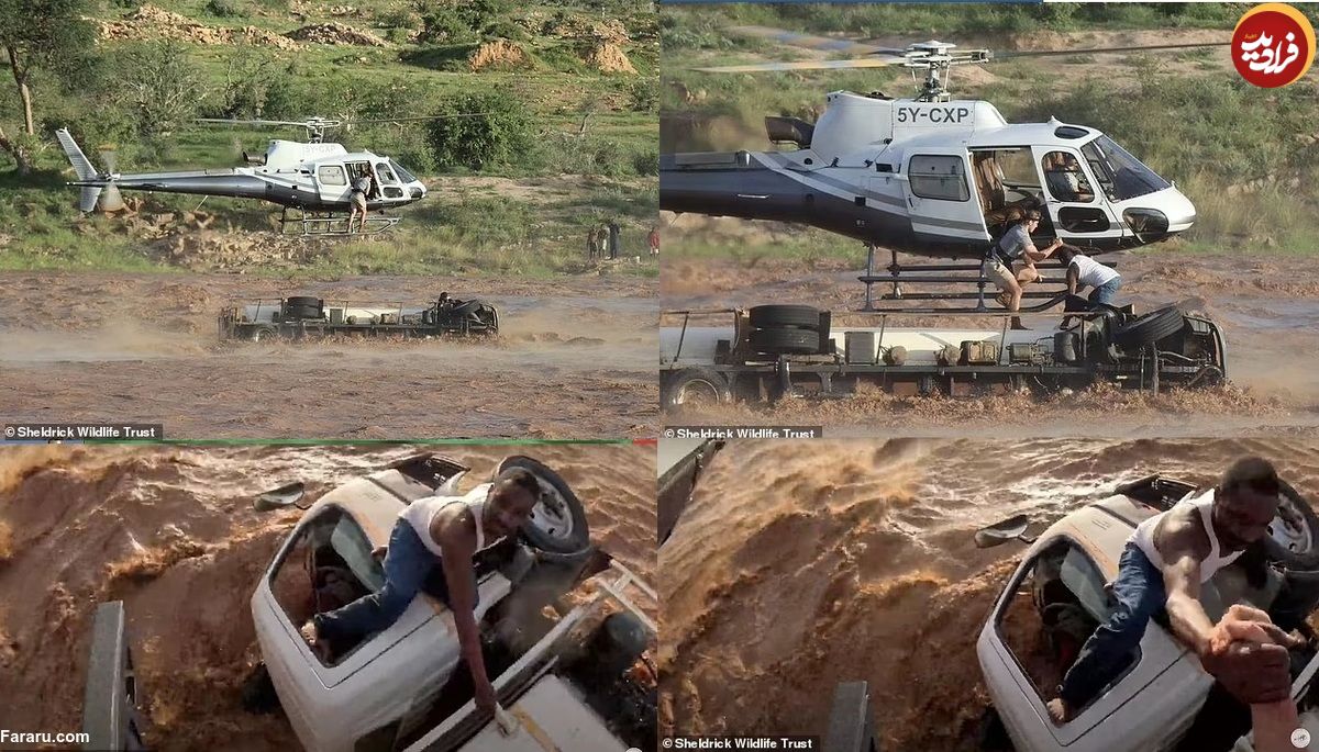 (ویدئو) عملیات نجات نفس‌گیر راننده کامیون از رودخانه خروشان