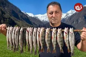 ببینید| غذای روستایی در آذربایجان؛ صید ماهی از رودخانه و کباب کردن آن روی سنگ در طبیعت