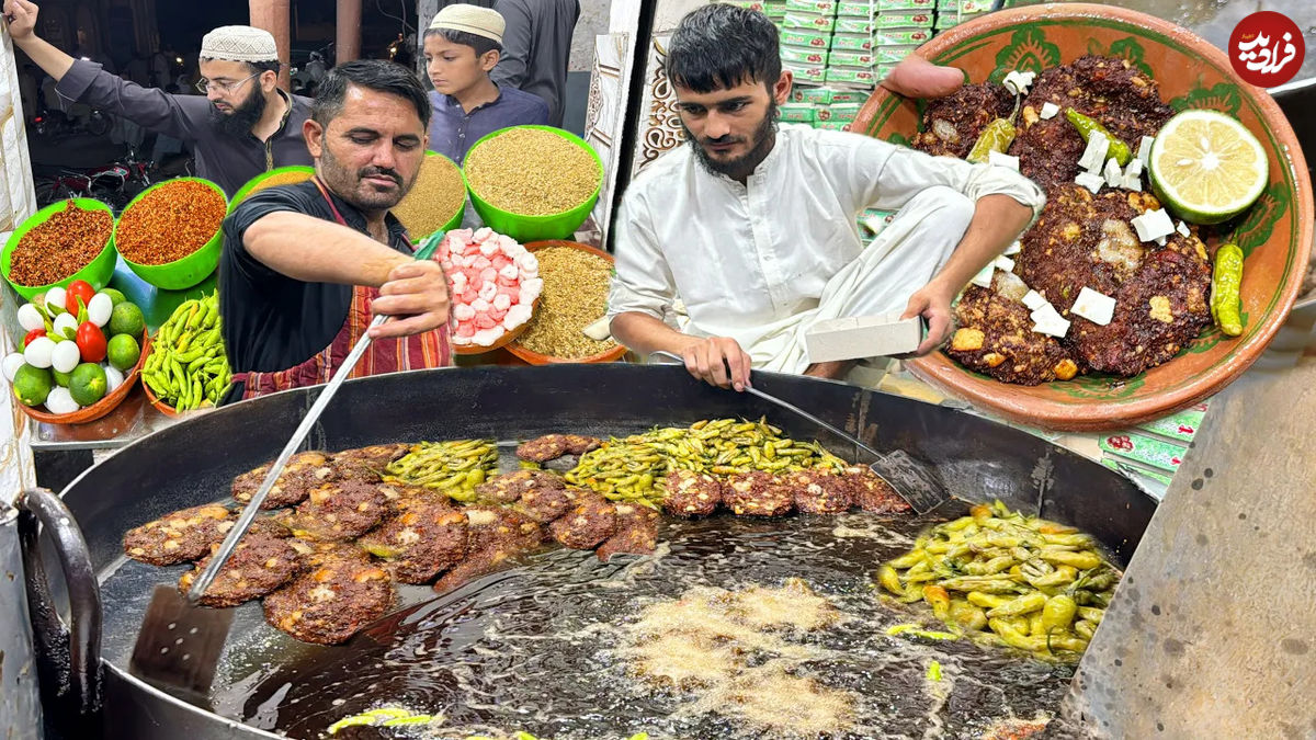 (ویدئو) غذای خیابانی در پاکستان؛ پخت چپلی کباب در پیشاور