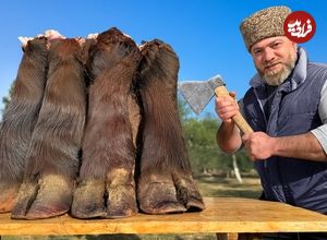ببینید؛ غذای روستایی در آذربایجان؛ پخت خاش قفقازی با پاچه گاو 