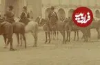 عکس| سفر زمان؛ گروهان سواره‌نظام قاجاری در میدان توپخانه تهران؛ 140 سال قبل