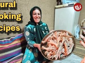 ببینید| غذای روستایی در ایران؛ پخت خوراک پای مرغ سنتی توسط بانوی روستایی