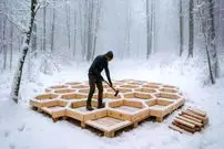 ببینید| مراحل دیدنی ساخت یک کلبه کندویی در اعماق جنگل در امریکا