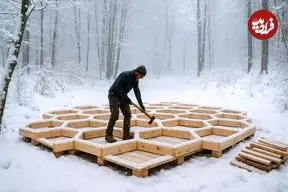 ببینید| مراحل دیدنی ساخت یک کلبه کندویی در اعماق جنگل در امریکا