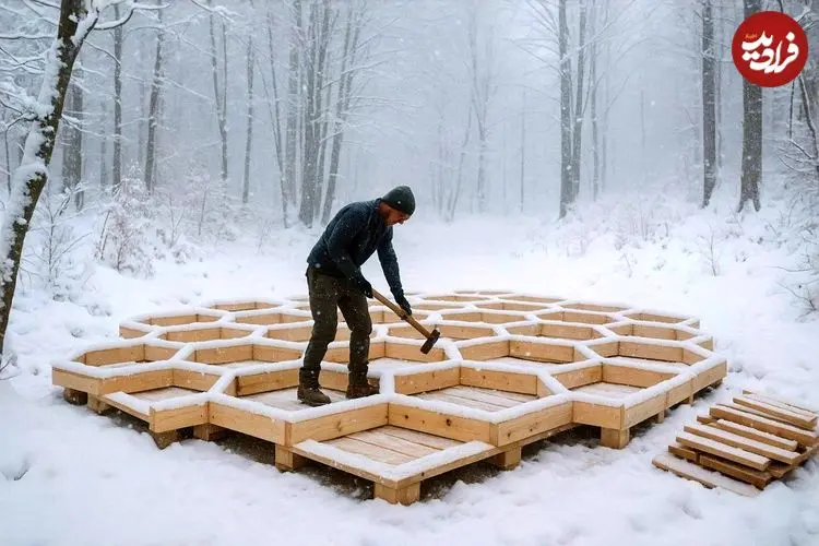 ببینید| مراحل دیدنی ساخت یک کلبه کندویی در اعماق جنگل در امریکا