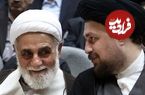عکس؛ سفر به تاریخ؛ «سید حسن خمینی» نوجوان با موهای تراشیده در کنار «ناطق نوری»؛ دهۀ 1360