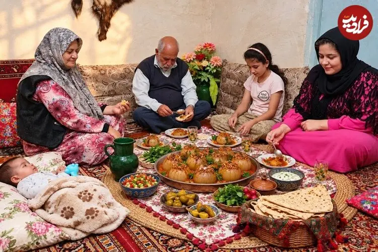 ببینید| غذای روستایی در ایران؛ مراحل دیدنی پخت دلمه پیاز