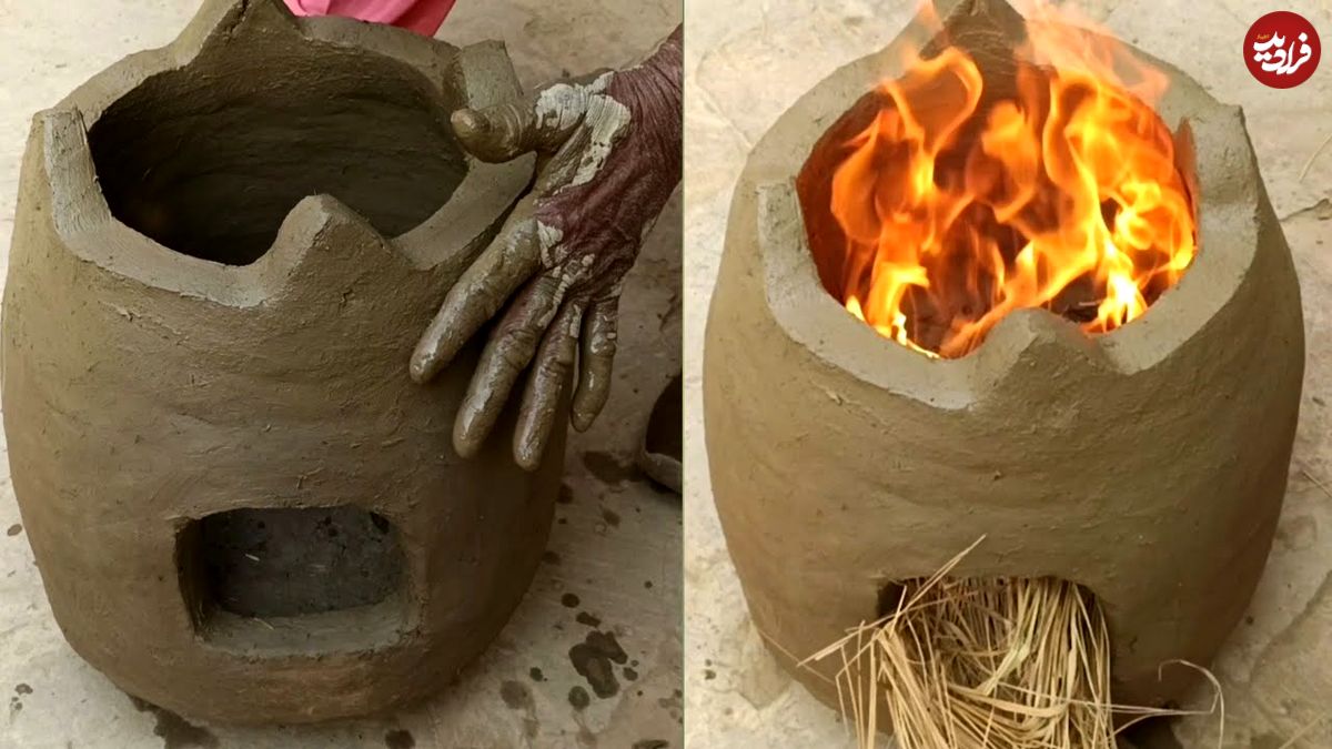 ببینید؛ نحوه ساخت یک اجاق هیزمی گِلی ساده و زیبا به روش استاد هندی