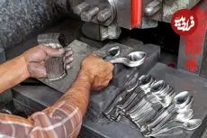 ببینید؛ مراحل تولید قاشق استیل ضدزنگ در کارگاهی در پاکستان