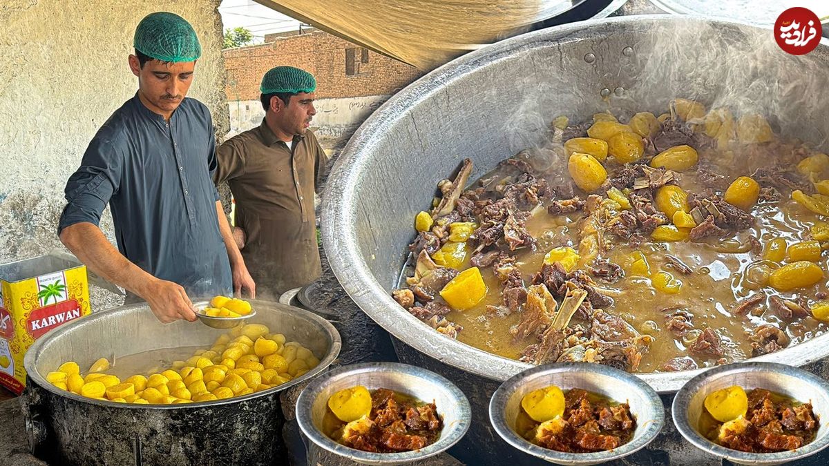 ببینید؛ غذای خیابانی در پاکستان؛ پخت نمکین گوشت و بیف روش در پیشاور