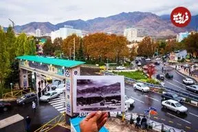 عکس| ایران قدیم؛ تصویری رنگی شده از «سر پل تجریش» تهران؛ 99 سال قبل