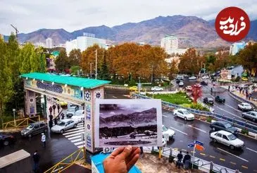 عکس| ایران قدیم؛ تصویری رنگی شده از «سر پل تجریش» تهران؛ 99 سال قبل