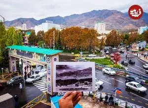 عکس| ایران قدیم؛ تصویری رنگی شده از «سر پل تجریش» تهران؛ 99 سال قبل