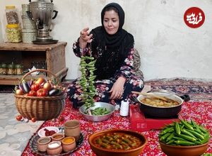ببینید| غذای روستایی در ایران؛ پخت خوراک سنتی بامیه