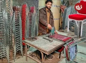 ببینید| فرآیند دیدنی تولید صندلی رستورانی با استیل ضد زنگ در پاکستان