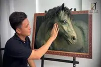 ببینید| مراحل شگفت انگیز خلق یک تابلوی اسب سه بعدی زیبا توسط هنرمند ویتنامی