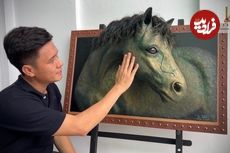 ببینید| مراحل شگفت انگیز خلق یک تابلوی اسب سه بعدی زیبا توسط هنرمند ویتنامی