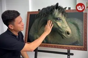 ببینید| مراحل شگفت انگیز خلق یک تابلوی اسب سه بعدی زیبا توسط هنرمند ویتنامی